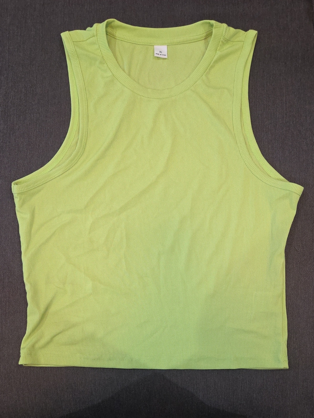 Men's Sleeveless Ribbed Tank Top - Lime Green